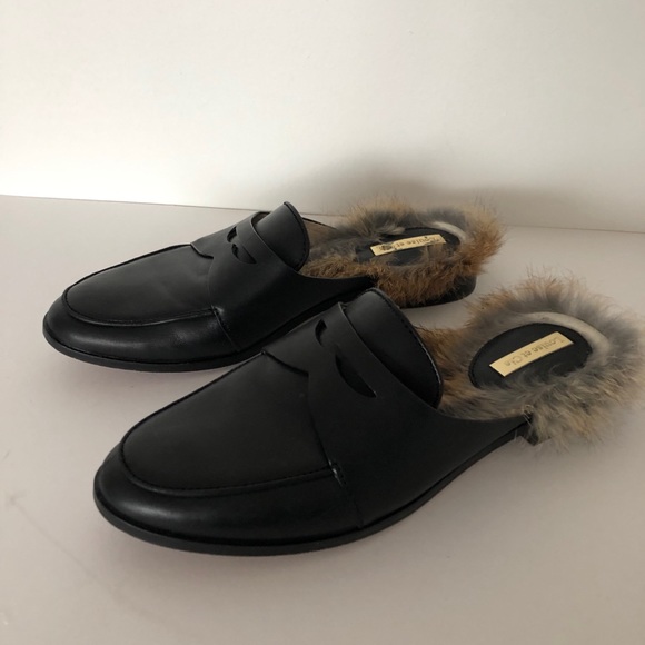 Louise Et Cie Dugan II Genuine Rabbit Fur penny loafer Mules - Picture 6 of 11